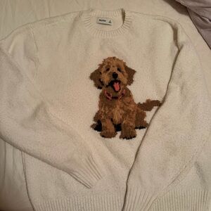 White Sweater with Dog Design